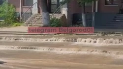 Улицу Садовую в Белгороде затопило бьющей из асфальта водой
