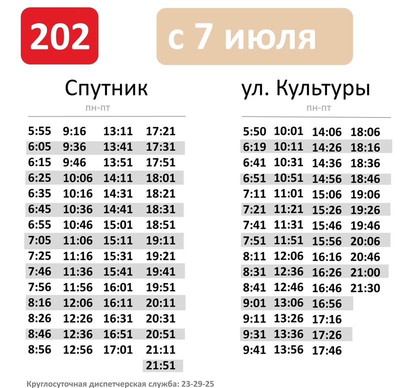 Расписание 202 маршрутки
