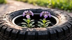 Покрышечный зоопарк запрещëн: белгородцев будут штрафовать за украшение дворовых клумб автошинами