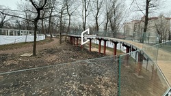 Мостик у фонтана «Кувшинка» в Центральном парке почти достроили
